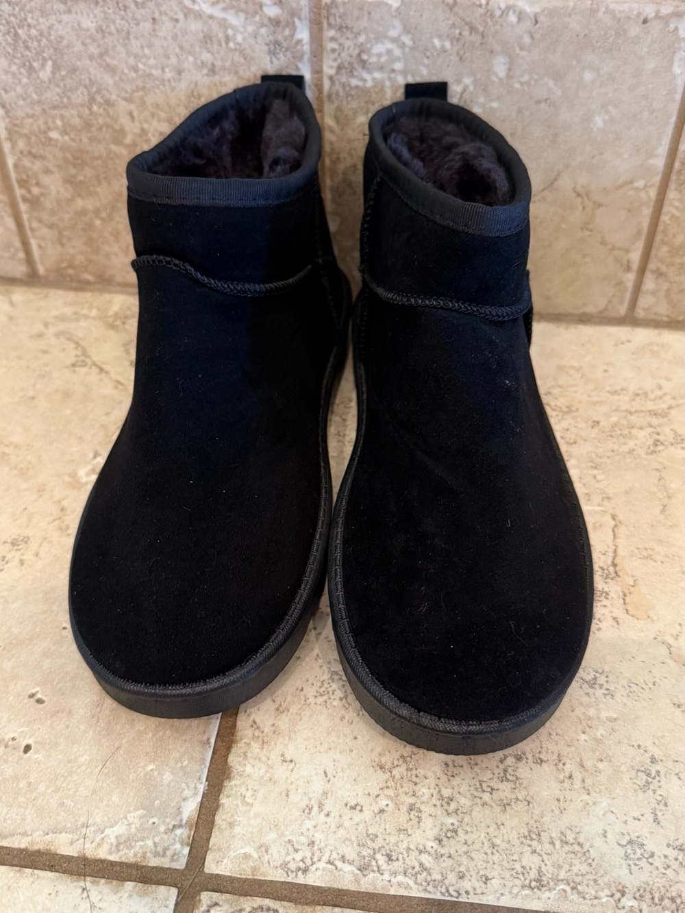 Black Suede Cozy Ankle Boots - Brand